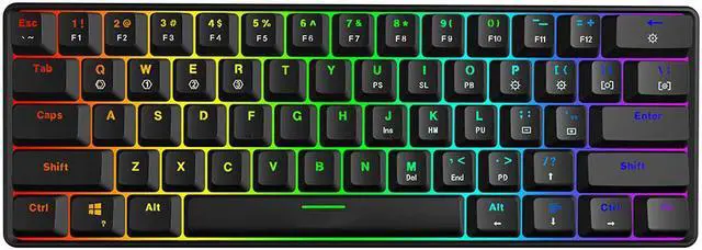 Main image of WERLEO Mechanical Keyboard RGB LED Backlit Wired Keyboard Portable Small Compact Waterproof Mini Gaming Keyboard 61 Keys Gateron Blue Switchs Hot Swappable Keyboard for PC Mac