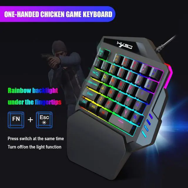 Alt view image 3 of 7 - Werleo One-Handed Mechanical Gaming Keyboard Small Gaming Keyboard Feel Wide Hand Rest with 35 Keys RGB LED Colorful Backlight Keypad Black