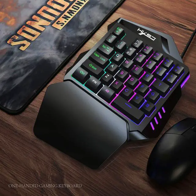 Alt view image 5 of 7 - Werleo One-Handed Mechanical Gaming Keyboard Small Gaming Keyboard Feel Wide Hand Rest with 35 Keys RGB LED Colorful Backlight Keypad Black