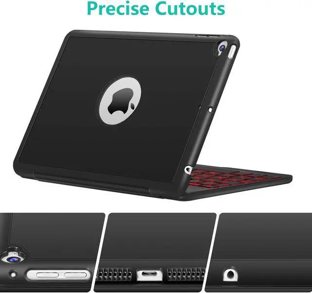 Alt view image 5 of 7 - iPad Mini 5 / Mini 4 Bluetooth Keyboard - 135 Degree Flip - 7 Color Backlit - Auto Sleep/Wake - Ultra-Thin Wireless Bluetooth Keyboard Case Cover for Apple iPad Mini 5 (2019) iPad Mini 4 (2015)