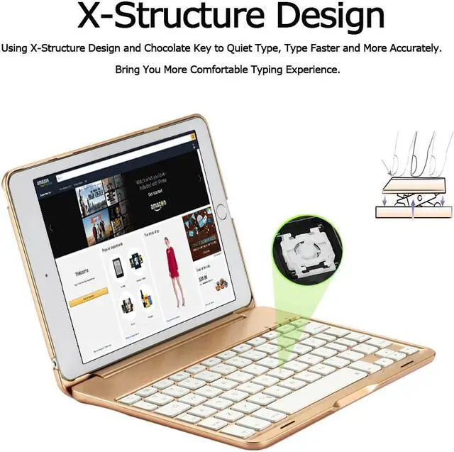 Alt view image 4 of 7 - iPad Mini 5 / Mini 4 Keyboard - 135 Degree Flip - 7 Color Backlit - Auto Sleep/Wake - Ultra-Thin Keyboard Case Cover for Apple iPad Mini 5 (2019) iPad Mini 4 (2015)