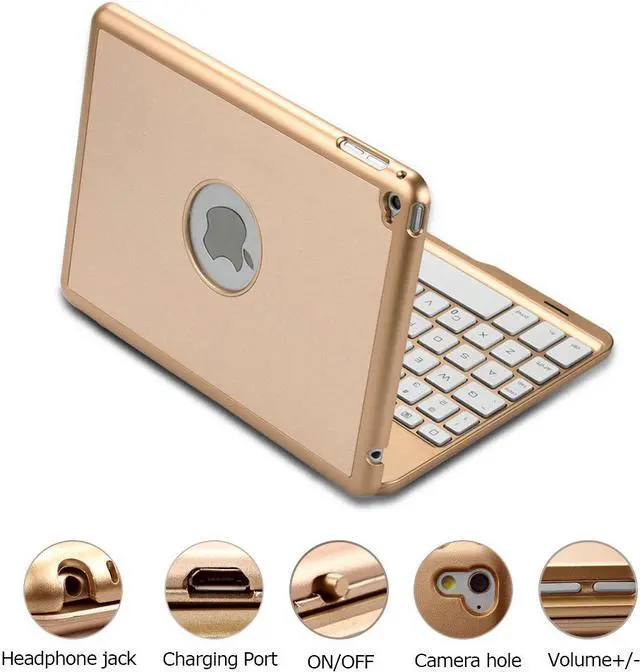 Alt view image 6 of 7 - iPad Mini 5 / Mini 4 Keyboard - 135 Degree Flip - 7 Color Backlit - Auto Sleep/Wake - Ultra-Thin Keyboard Case Cover for Apple iPad Mini 5 (2019) iPad Mini 4 (2015)