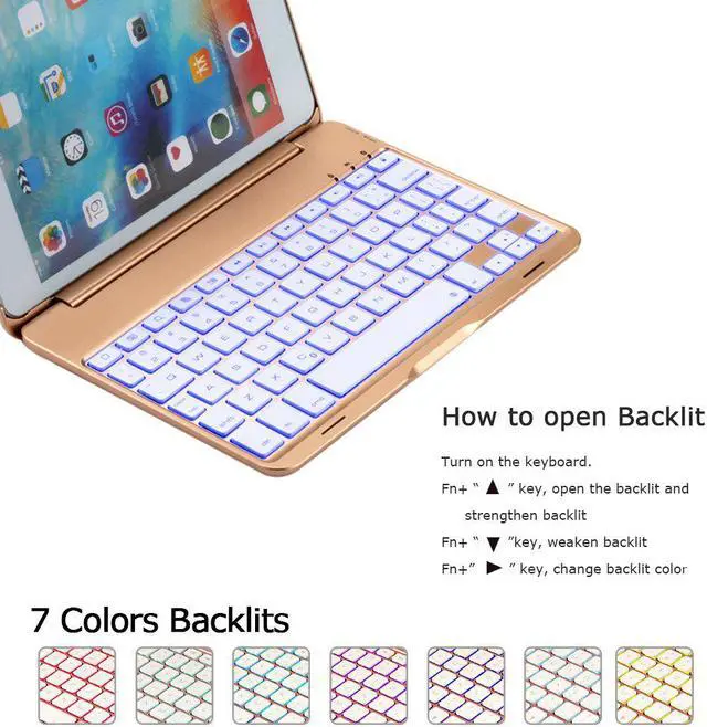Alt view image 2 of 7 - iPad Mini 5 / Mini 4 Keyboard - 135 Degree Flip - 7 Color Backlit - Auto Sleep/Wake - Ultra-Thin Keyboard Case Cover for Apple iPad Mini 5 (2019) iPad Mini 4 (2015)