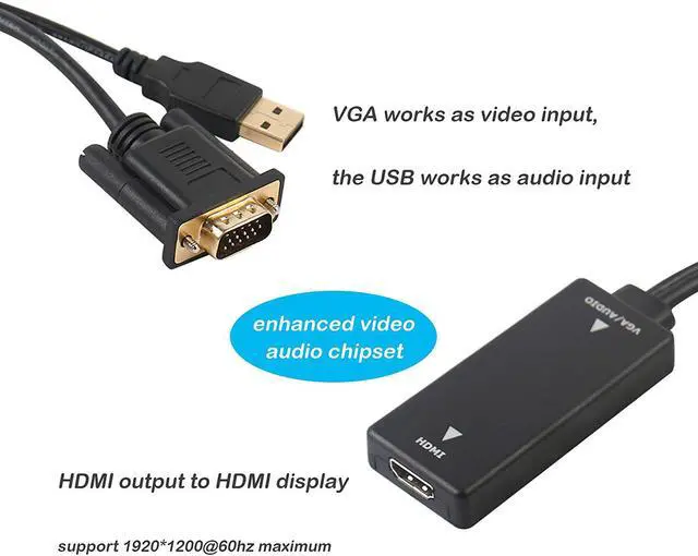 Alt view image 3 of 5 - VGA to HDMI Werleo VGA Input to HDMI Ouput Adapter Converter with Audio Support and 1080P Resolution