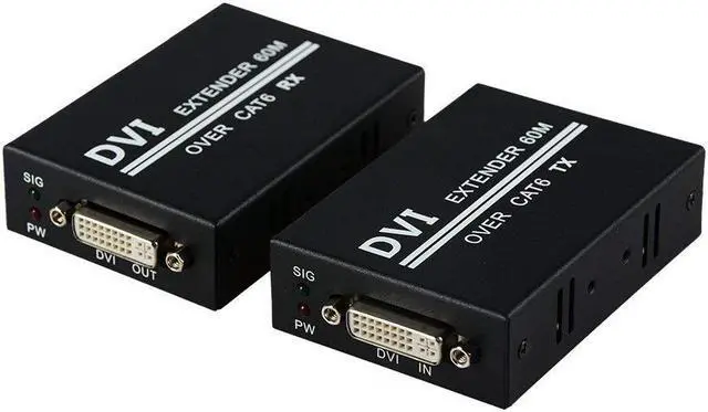 Main image of DVI Extender Werleo 1080p to 196ft 60M DVI Extender Over Single Cat6 TX / RX Ethernet Converter  - 1xTransmitter+1x Receiver+ 1 Pair Power Adapters