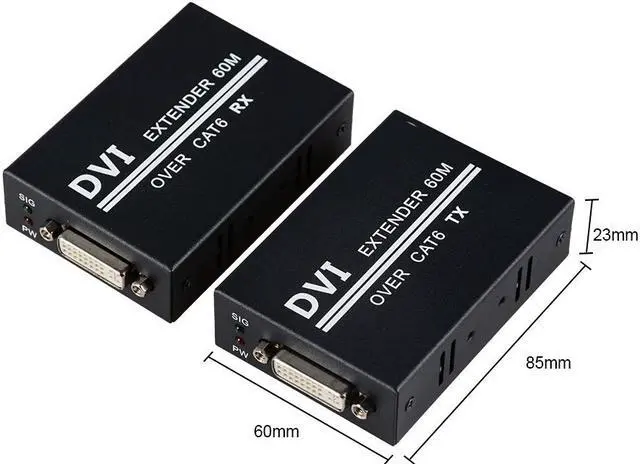 Alt view image 6 of 7 - DVI Extender Werleo 1080p to 196ft 60M DVI Extender Over Single Cat6 TX / RX Ethernet Converter  - 1xTransmitter+1x Receiver+ 1 Pair Power Adapters