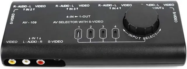 Alt view image 2 of 6 - WERLEO AV Switcher 3 RCA and S-Video Switch Box Audio Video Signal 4 in 1 Out 4 Ways Practical Switcher for HDTV LCD DVD STB Game Consoles