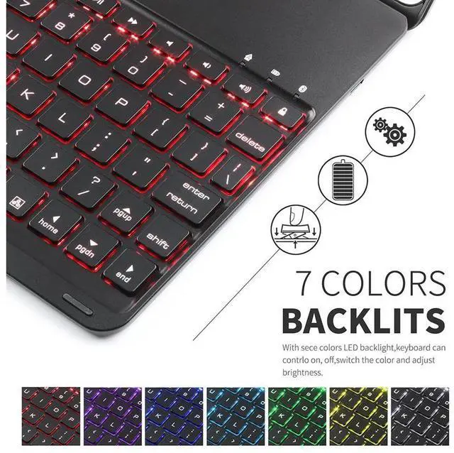 Alt view image 6 of 7 - New iPad Air 2019 3rd Generation 10.5" / iPad Pro 10.5 inch 2017 Keyboard Case Werleo Protective Ultra Slim Hard Shell Folio Stand Smart Cover with 7 Colors Backlit Wireless Bluetooth Keyboard