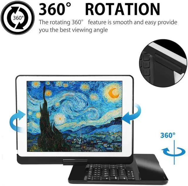 Alt view image 3 of 7 - iPad Pro 10.5 Keyboard Case Fit iPad Pro 10.5 inch 2017 / iPad Air 3rd Gen 10.5 inch 2019-360 Rotate Wireless 7 Colors Backlit Auto Wake Sleep Ultra-Thin iPad 10.5 Case with Keyboard