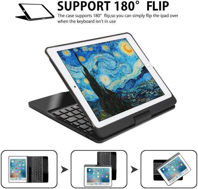 Alt view image 4 of 7 - iPad Pro 10.5 Keyboard Case Fit iPad Pro 10.5 inch 2017 / iPad Air 3rd Gen 10.5 inch 2019-360 Rotate Wireless 7 Colors Backlit Auto Wake Sleep Ultra-Thin iPad 10.5 Case with Keyboard