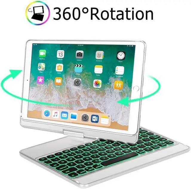 Alt view image 3 of 7 - iPad Pro 10.5 Keyboard Case Fit iPad Pro 10.5 inch 2017 / iPad Air 3rd Gen 10.5 inch 2019-360 Rotate Wireless 7 Colors Backlit Auto Wake Sleep Ultra-Thin iPad 10.5 Case with Keyboard