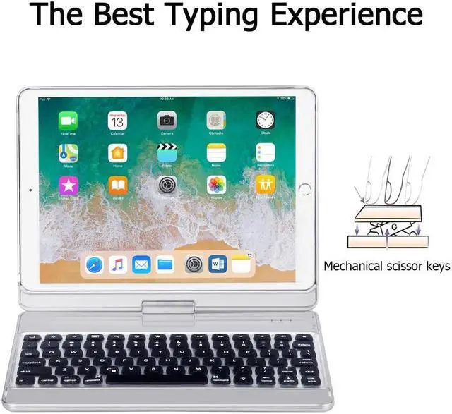 Alt view image 6 of 7 - iPad Pro 10.5 Keyboard Case Fit iPad Pro 10.5 inch 2017 / iPad Air 3rd Gen 10.5 inch 2019-360 Rotate Wireless 7 Colors Backlit Auto Wake Sleep Ultra-Thin iPad 10.5 Case with Keyboard