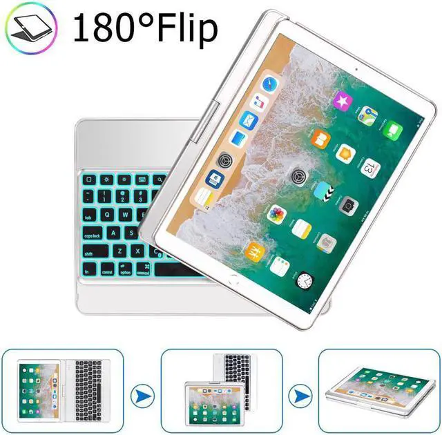 Alt view image 5 of 7 - iPad Pro 10.5 Keyboard Case Fit iPad Pro 10.5 inch 2017 / iPad Air 3rd Gen 10.5 inch 2019-360 Rotate Wireless 7 Colors Backlit Auto Wake Sleep Ultra-Thin iPad 10.5 Case with Keyboard
