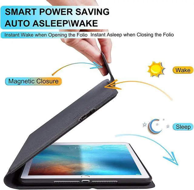 Alt view image 3 of 7 - Keyboard Case for iPad New 2018 iPad(6th Gen), 2017 iPad(5th Gen), iPad Pro 9.7, iPad Air 2 & 1,iPad 9.7 inch BT Backlit Thin & Light - Wireless/BT - 7 Color Backlight Keyboard with Pencil Holder