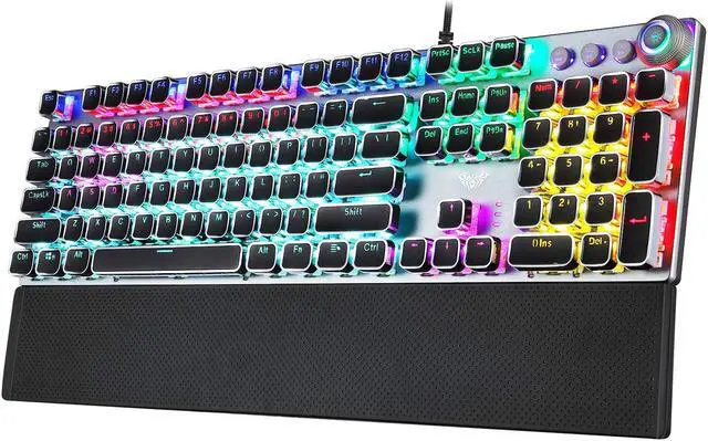 Alt view image 7 of 7 - Gaming Keyboard USB Wired Keyboard, Mechanical Keyboard, Ergonomic design, Light Keyboard Desktop