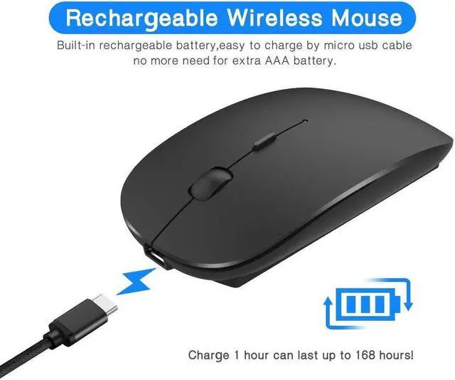Alt view image 4 of 7 - Wireless Mouse, Computer Mouse, 2.4G Slim Silent Click Noiseless Optical Mouse with USB Receiver & Type-C Adapter, Wireless Mouse for Laptop, Computer, Notebook, Desktop, PC, MacBook