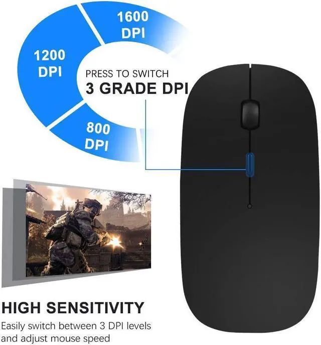 Alt view image 6 of 7 - Wireless Mouse, Computer Mouse, 2.4G Slim Silent Click Noiseless Optical Mouse with USB Receiver & Type-C Adapter, Wireless Mouse for Laptop, Computer, Notebook, Desktop, PC, MacBook