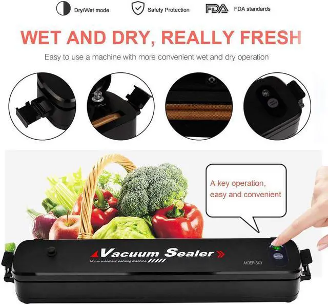 Alt view image 3 of 7 - Vacuum Sealer Machine Food Sealer, Multifunction Automatic Vacuum Sealer System for Food Preservation, Led Indicator Lights, 25pcs Sealing Bags