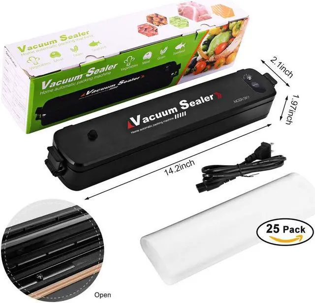 Alt view image 4 of 7 - Vacuum Sealer Machine Food Sealer, Multifunction Automatic Vacuum Sealer System for Food Preservation, Led Indicator Lights, 25pcs Sealing Bags