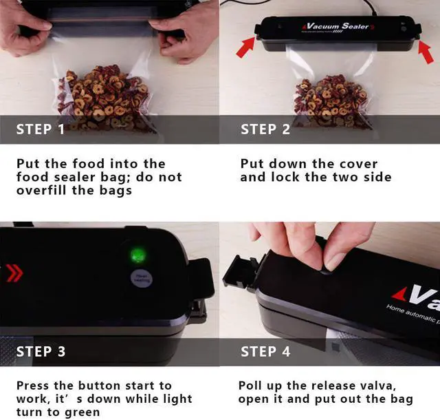 Alt view image 5 of 7 - Vacuum Sealer Machine Food Sealer, Multifunction Automatic Vacuum Sealer System for Food Preservation, Led Indicator Lights, 25pcs Sealing Bags