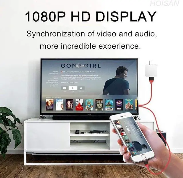 Alt view image 7 of 7 - Compatible with iPhone to HDMI Adapter Cable, Phone to TV Cable,HDMI Digital AV Adapter 1080P HDTV Cord Converter for iPhone Xs Max XR X 8 7 6 Plus iPad Pro Air Mini iPod (Red)