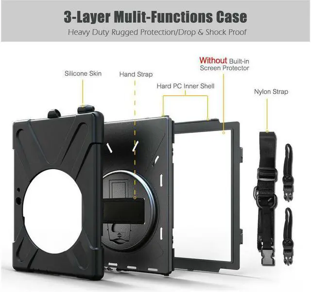 Alt view image 3 of 6 - Surface Pro 6 Case Surface Pro Case 2017 Heavy Duty Full-Body Rugged Protective Case Cover with Kickstand Hand Strap for Microsoft Surface Pro 6 2018 / Surface Pro 5 2017 / Surface Pro 4 2015