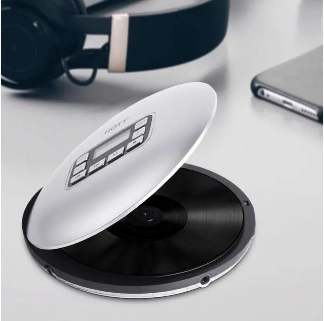 Alt view image 2 of 7 - Portable CD Player HOTT Walkman CD Player LCD Display Anti-Skip Protection Shockproof Function Only Support 5 Formats CD CD-R CD-RW MP3 CD-DA WMA Audio Files Silver