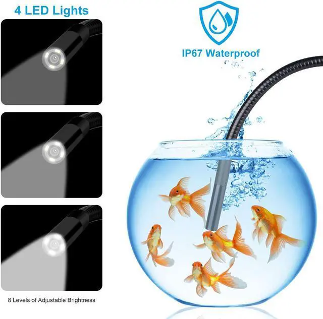Alt view image 3 of 7 - Borescope Inspection Camera – Endoscope Camera with 8mm Camera - IP67 Waterproof for Use in Home Pipe, Car, Air Vent, Wall Inspection