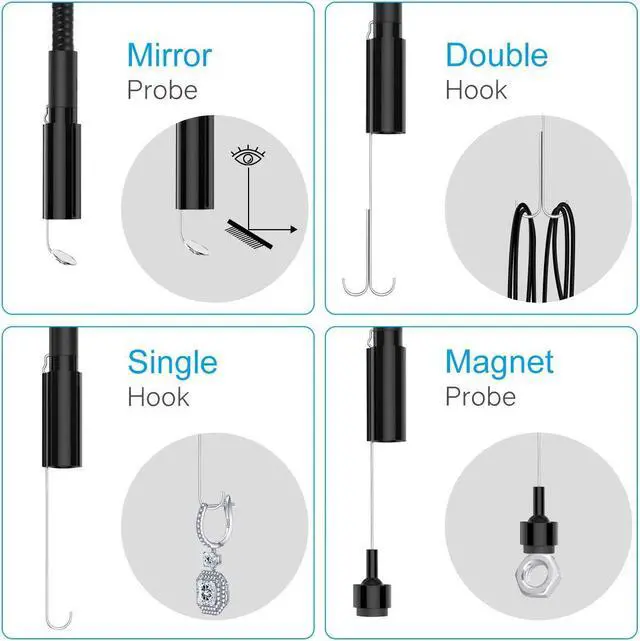 Alt view image 2 of 7 - Borescope Inspection Camera – Endoscope Camera with 8mm Camera - IP67 Waterproof for Use in Home Pipe, Car, Air Vent, Wall Inspection