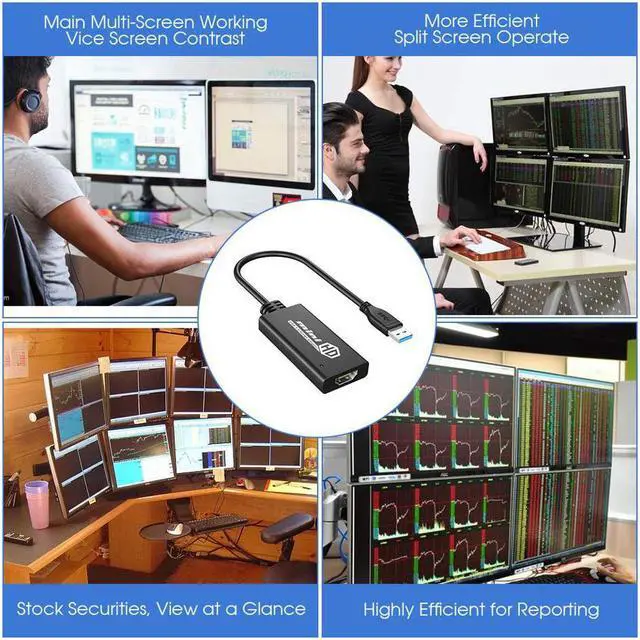 Alt view image 7 of 7 - USB to HDMI Adapter USB 3.0 to HDMI Converter 1080P HD Display Audio Video Converter for Windows 7 8 10 Computer ONLY (NOT SUPPORT MAC/Linux/Vista)