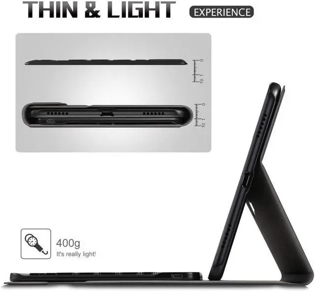 Alt view image 5 of 7 - Keyboard Case for Samsung Galaxy Tab A 10.5 Case with Detachable Wireless Bluetooth Keyboard Smart Stand Cover for Samsung Galaxy Tab A 10.5 2018 Release SM-T590 (Wi-Fi) SM-T595 (LTE) Tablet