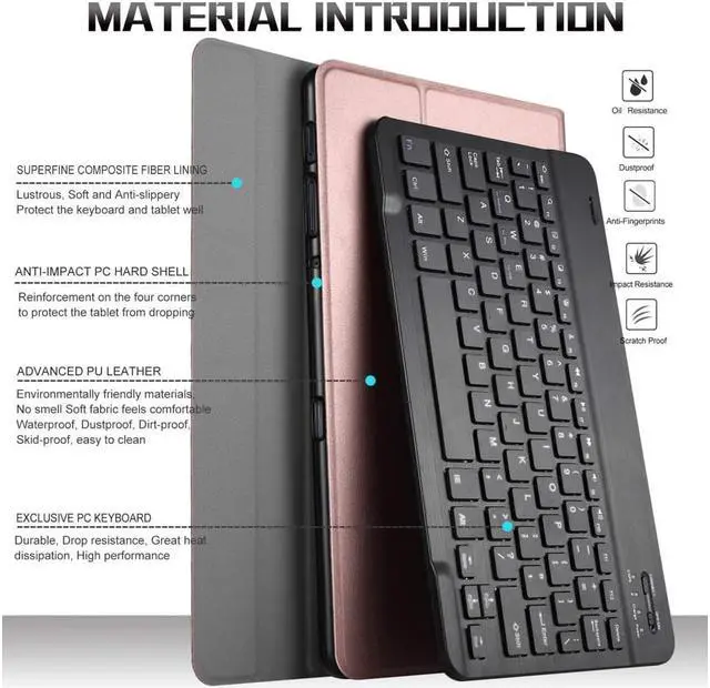 Alt view image 3 of 7 - Keyboard Case for Samsung Galaxy Tab A 10.5 Case with Detachable Wireless Bluetooth Keyboard Smart Stand Cover for Samsung Galaxy Tab A 10.5 2018 Release SM-T590 (Wi-Fi) SM-T595 (LTE) Tablet
