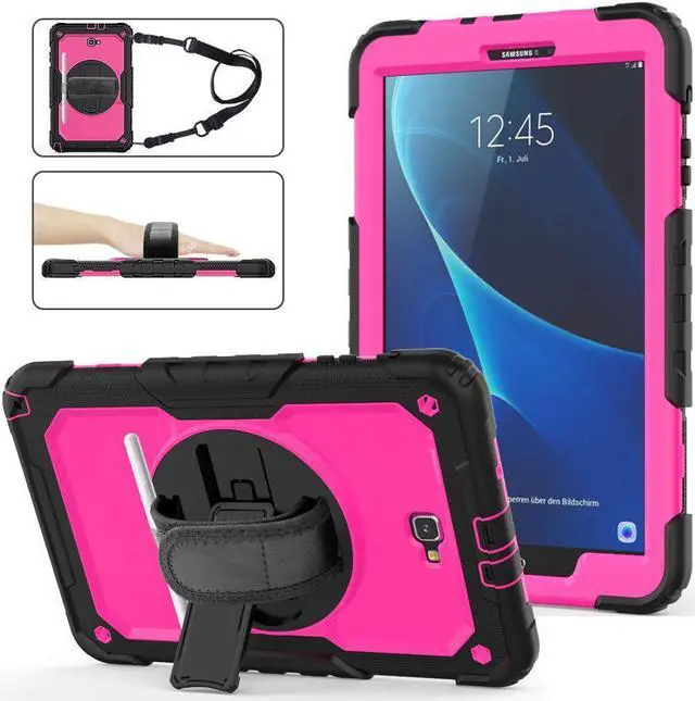 Main image of Galaxy Tab T580 T585 T587 Case Cover Tab A 10.1 Case [Full-Body] Drop Proof Case with 360 Rotating Stand [Hand Strap] [Screen Protector] Pencil Holder for Samsung Tab A 10.1 inch
