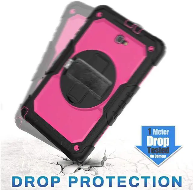 Alt view image 2 of 6 - Galaxy Tab T580 T585 T587 Case Cover Tab A 10.1 Case [Full-Body] Drop Proof Case with 360 Rotating Stand [Hand Strap] [Screen Protector] Pencil Holder for Samsung Tab A 10.1 inch