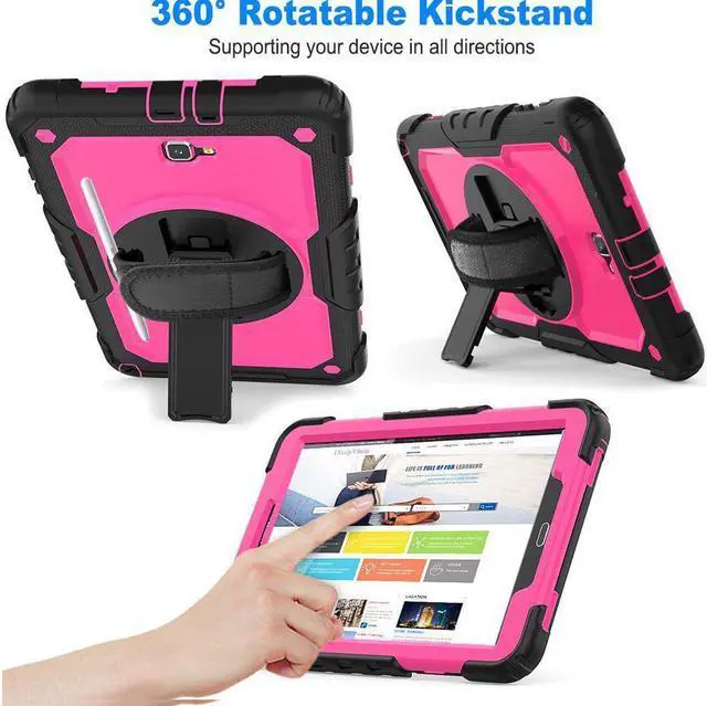 Alt view image 5 of 6 - Galaxy Tab T580 T585 T587 Case Cover Tab A 10.1 Case [Full-Body] Drop Proof Case with 360 Rotating Stand [Hand Strap] [Screen Protector] Pencil Holder for Samsung Tab A 10.1 inch