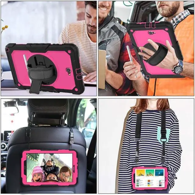 Alt view image 6 of 6 - Galaxy Tab T580 T585 T587 Case Cover Tab A 10.1 Case [Full-Body] Drop Proof Case with 360 Rotating Stand [Hand Strap] [Screen Protector] Pencil Holder for Samsung Tab A 10.1 inch