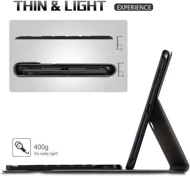 Alt view image 3 of 7 - Keyboard Case for Samsung Galaxy Tab A 10.5 Case with Detachable Wireless Bluetooth Keyboard Smart Stand Cover for Samsung Galaxy Tab A 10.5 2018 Release SM-T590 (Wi-Fi) SM-T595 (LTE) Tablet