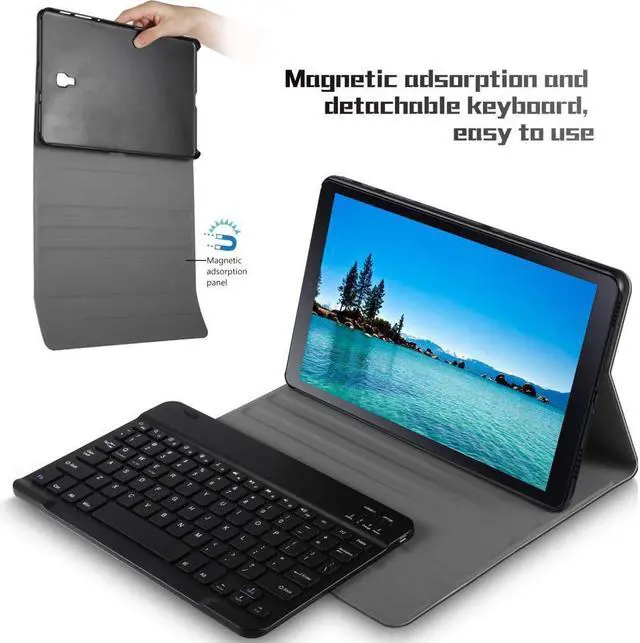 Alt view image 5 of 7 - Keyboard Case for Samsung Galaxy Tab A 10.5 Case with Detachable Wireless Bluetooth Keyboard Smart Stand Cover for Samsung Galaxy Tab A 10.5 2018 Release SM-T590 (Wi-Fi) SM-T595 (LTE) Tablet