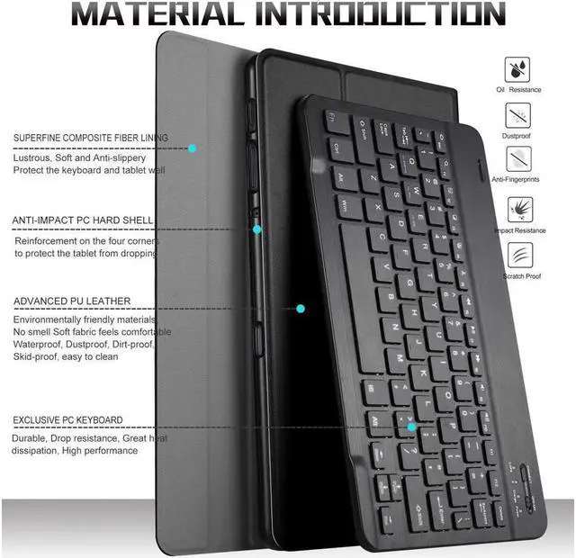Alt view image 7 of 7 - Keyboard Case for Samsung Galaxy Tab A 10.5 Case with Detachable Wireless Bluetooth Keyboard Smart Stand Cover for Samsung Galaxy Tab A 10.5 2018 Release SM-T590 (Wi-Fi) SM-T595 (LTE) Tablet