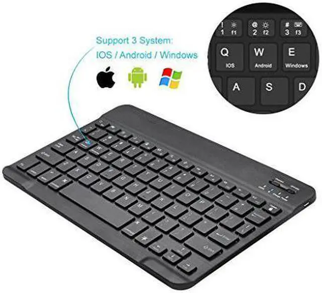 Alt view image 6 of 7 - WERLEO Universal Slim Portable Wireless Bluetooth 3.0 7 Colors Backlit Keyboard with Built in Rechargeable Battery Black