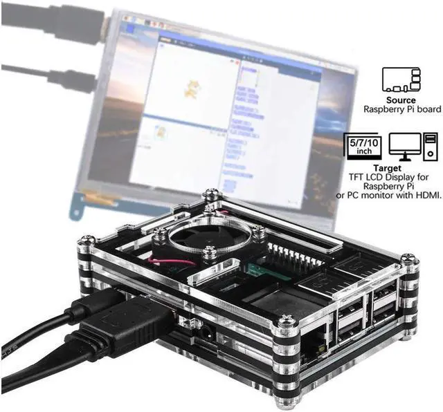 Alt view image 2 of 7 - Case for Raspberry Pi 3 B+ with Fan Cooling and Heatsinks 5V 2.5A Power Supply with On Off Switch Case for Raspberry Pi 3B+ 3 Model B Plus 2B
