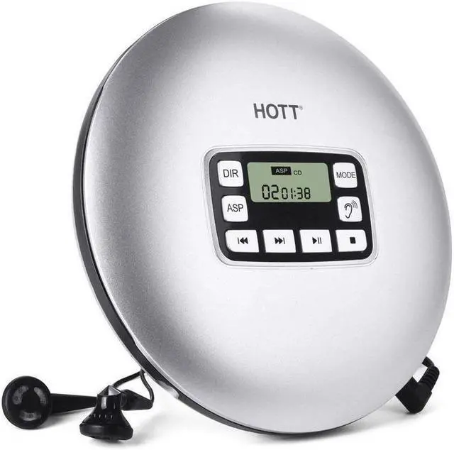 Main image of CD Player HOTT Portable Compact CD Player Support CD-R CD-RW MP3 Compact Disc CD Players with LCD Display Electronic Skip Protection Shockproof Anti Scratch Function Silver