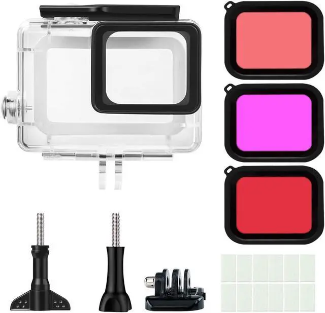 Alt view image 5 of 7 - Waterproof Housing Case Filter Kit for GoPro Hero 7 Black 2018 6 5 Waterproof Case Diving Protective Housing Case + 3Pack Dive Filters + Anti-Fog Insert+Bracket Accessories for Go Pro Hero7 Black