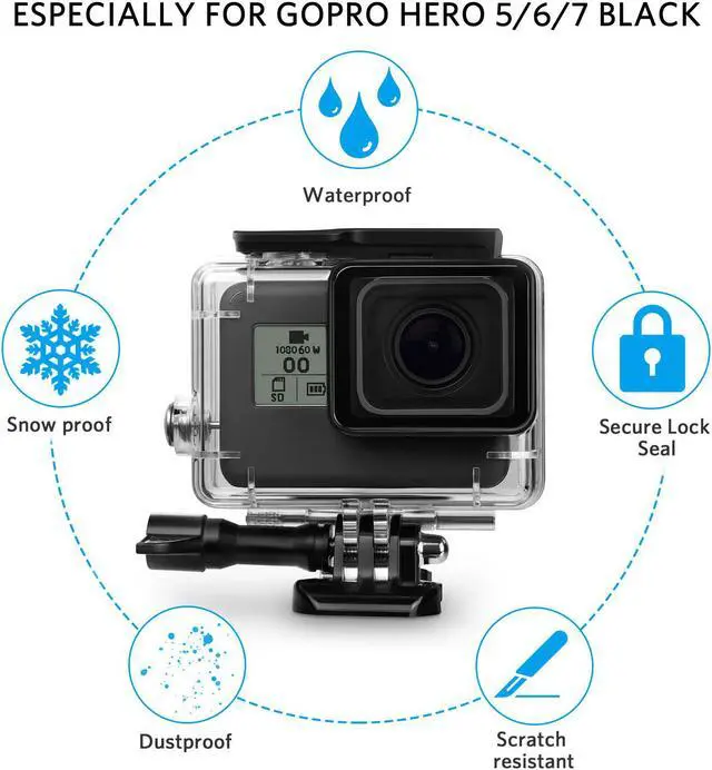Alt view image 2 of 7 - Waterproof Housing Case Filter Kit for GoPro Hero 7 Black 2018 6 5 Waterproof Case Diving Protective Housing Case + 3Pack Dive Filters + Anti-Fog Insert+Bracket Accessories for Go Pro Hero7 Black