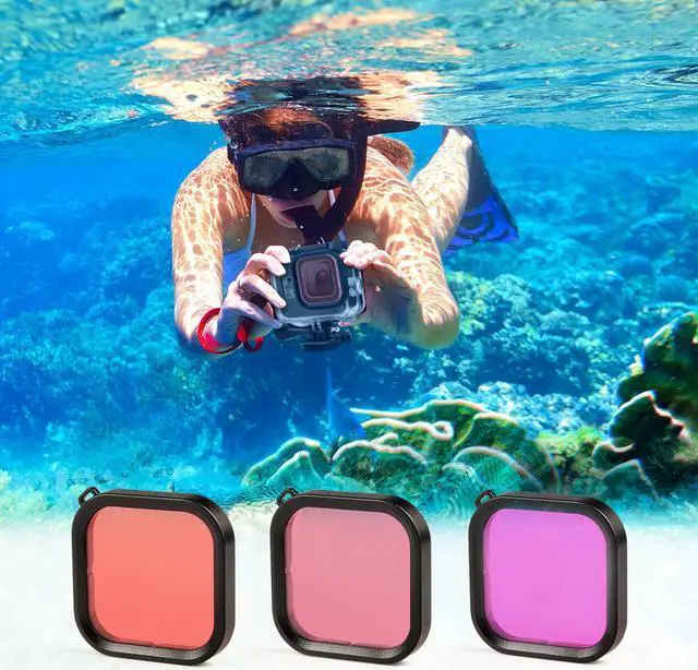 Alt view image 5 of 7 - Waterproof Housing Case Filter Kit for GoPro Hero 8 Black, Waterproof Case Diving Protective Housing + 3 Pack Dive Filter + 10 PCS Anti Fog Inserts Accessories for GoPro Action Camera