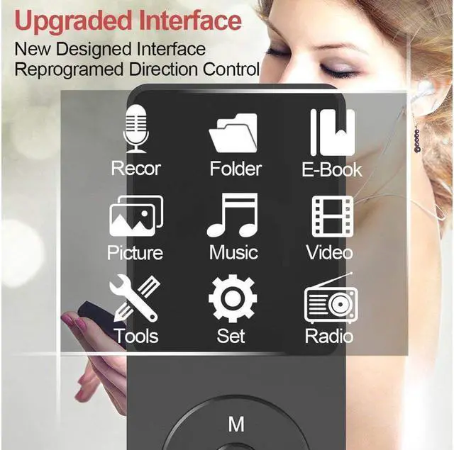 Alt view image 5 of 7 - MP3 Player Werleo Ultra Slim Music Player with FM Radio Voice Recorder Video Play Text Reading 80 Hours Playback and Expandable Up to 128 GB