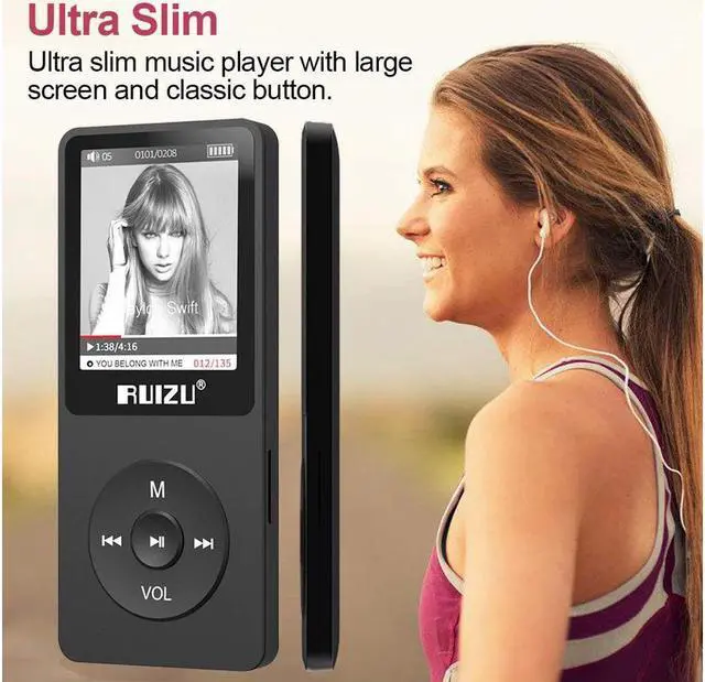 Alt view image 2 of 7 - MP3 Player Werleo Ultra Slim Music Player with FM Radio Voice Recorder Video Play Text Reading 80 Hours Playback and Expandable Up to 128 GB