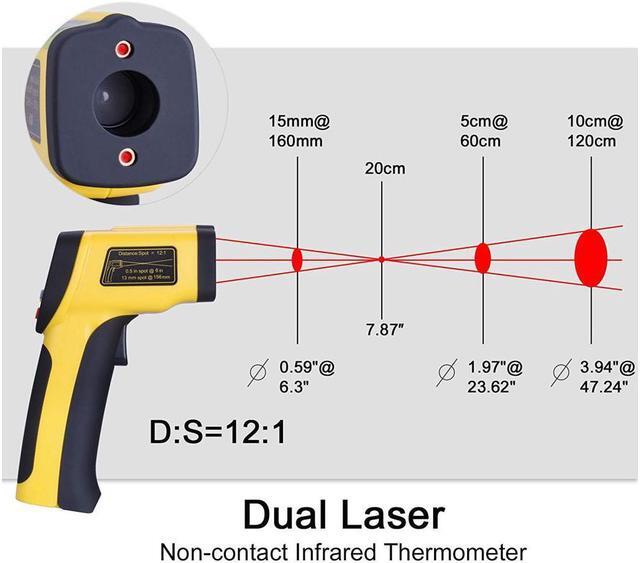 Alt view image 2 of 7 - Infrared Thermometer Werleo Dual Laser Thermometer Temperature Gun Non-contact Surface Digital IR Thermometer -58?~1202? (-50? to 650?) Instant Read Handheld with Adjustable Emissivity