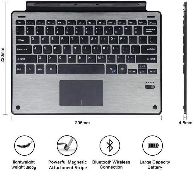 Alt view image 2 of 7 - Bluetooth Keyboard For Microsoft Surface Pro 3 Pro 4 Pro 5 with Touchpad Werleo Ultra-Slim Portable Aluminum Wireless Bluetooth Keyboard For Surface Pro 3 / Surface Pro 4 / Pro 5