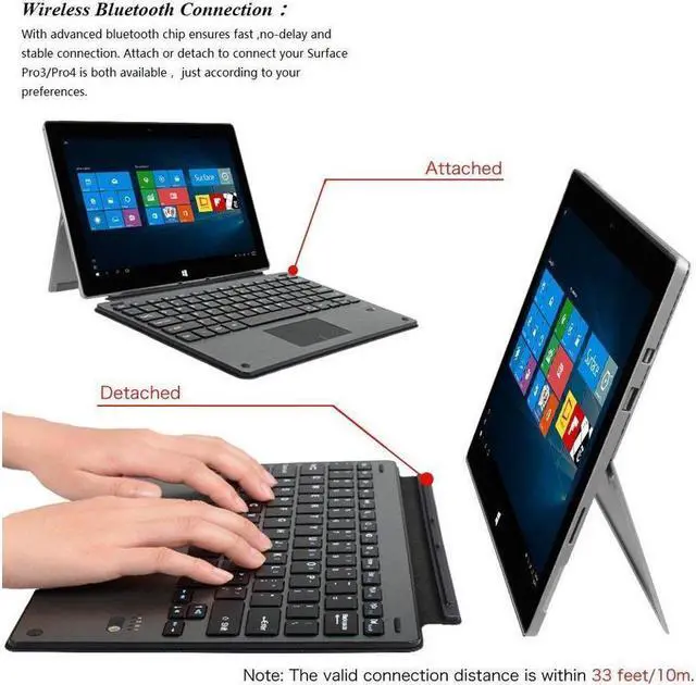 Alt view image 4 of 7 - Bluetooth Keyboard For Microsoft Surface Pro 3 Pro 4 Pro 5 with Touchpad Werleo Ultra-Slim Portable Aluminum Wireless Bluetooth Keyboard For Surface Pro 3 / Surface Pro 4 / Pro 5